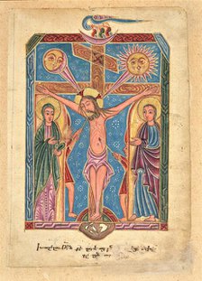 Leaf from Ms. Ludwig II 7 with The Crucifixion, 1615. Creator: Mesrop of Khizan.