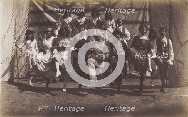 British servicemen dancing in a line, some are in drag, c1918. Creator: Unknown.