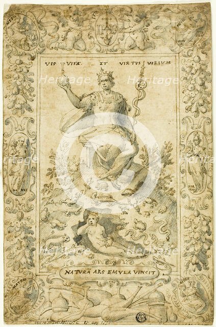 Design for Emblematic Frontispiece: "Natura Ars Emula Vincit", n.d. Creator: Unknown.