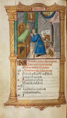 Printed Book of Hours (Use of Rome): fol. 12v, November calendar page, 1510. Creator: Guillaume Le Rouge (French, Paris, active 1493-1517).