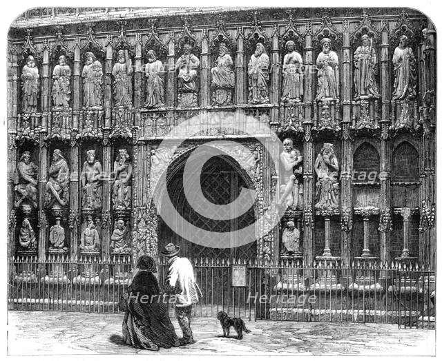 The British Archaeological Association at Exeter: west screen of Exeter Cathedral, 1861. Creator: T. Bolton.