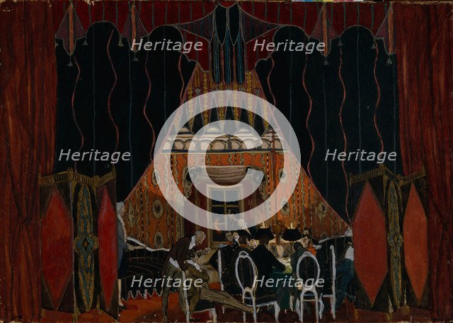 Stage design for the theatre play The Masquerade by M. Lermontov, 1917. Artist: Golovin, Alexander Yakovlevich (1863-1930)