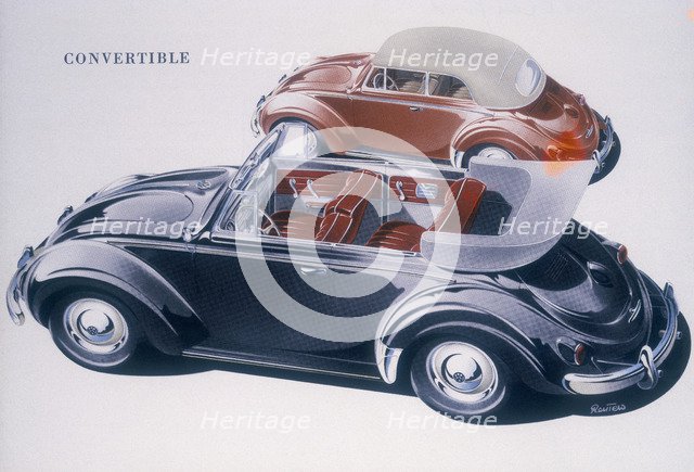Poster advertising a Volkswagen Convertible, 1959. Artist: Unknown