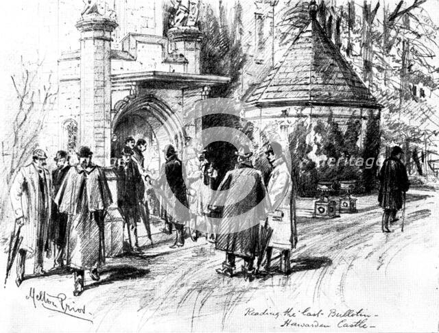 The Death of Mr. Gladstone: reading the last bulletin at Hawarden Castle, 1898. Creator: Unknown.
