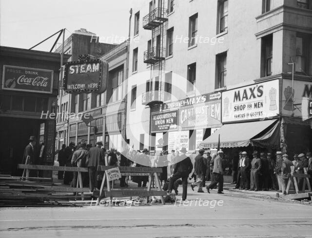 General view of army and crowds, Salvation Army, San Francisco, California, 1939. Creator: Dorothea Lange.
