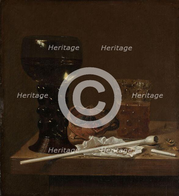 Still Life with Roemer, Beer Glass and a Pipe, 1658. Creator: Jan Jansz van de Velde.