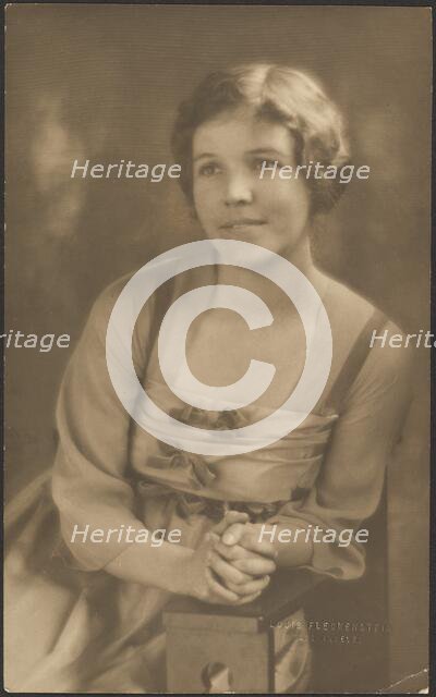 Portrait of a Woman with Ribbon Bows on Dress, 1907-1924. Creator: Louis Fleckenstein.