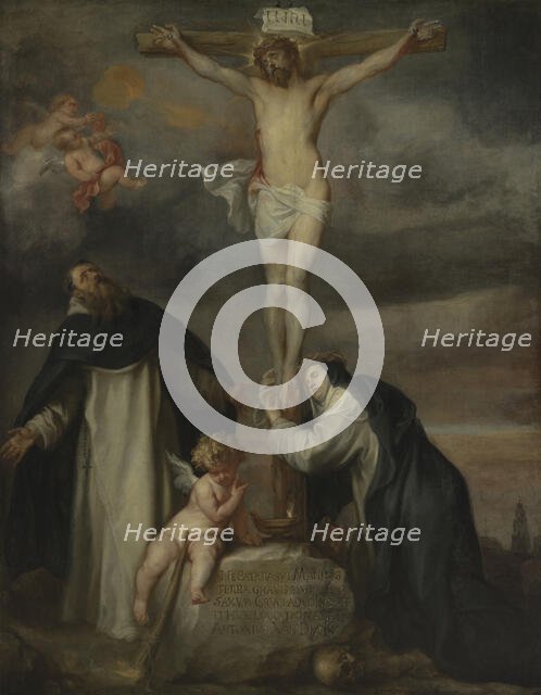 Christ on the Cross with Saint Catherine of Siena, Saint Dominic and an Angel, 1622-1627. Creator: Anthony van Dyck.
