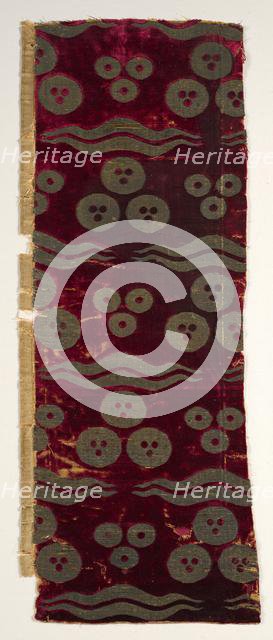 Brocaded velvet with chintamani design, late 1400s. Creator: Unknown.