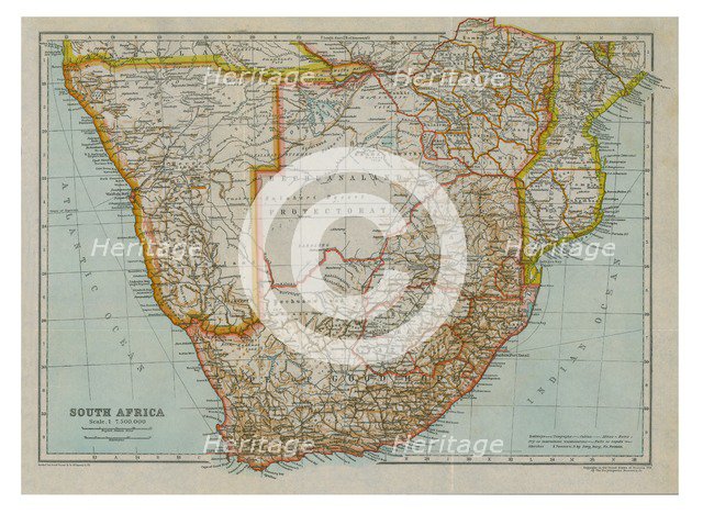 'Map of South (Southern) Africa, c1910. Artist: Gull Engraving Company.