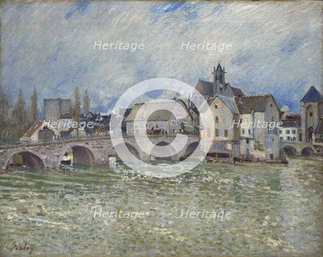 The Pont de Moret-sur-Loing, flood time, c1889. Creator: Sisley, Alfred (1839-1899).