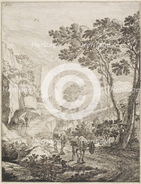 The Two Mules, from a set of four Italian Landscapes, 1645/50. Creator: Jan Dirksz Both.