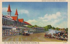 'An Exciting Finish at Churchill Downs, Louisville, Ky', c1940. Artist: Unknown.