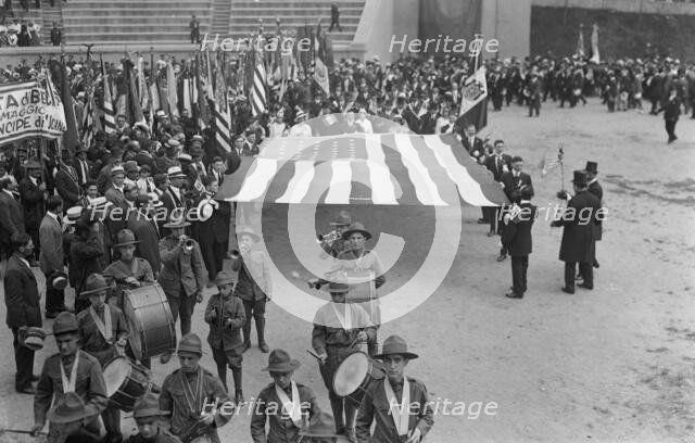 Italians marching into stadium, 23 Jun 1917. Creator: Bain News Service.