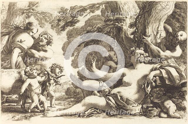 Seated Bacchante with Children, 1650s. Creator: Michel Dorigny.