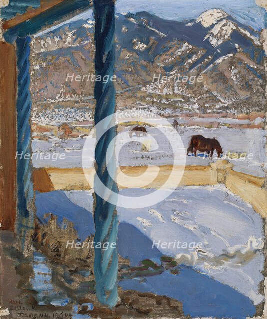 Taos Home in Sunlight, 1925. Creator: Akseli Gallen-Kallela.