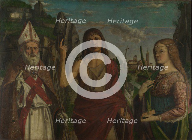 Saint Zeno, Saint John the Baptist and a Female Martyr, c. 1495. Artist: Montagna, Bartolomeo (1449-1523)