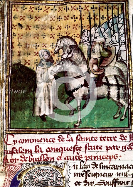 Expedition of Godfrey of Bouillon (1061-1100) to the Holy Land, Miniature in 'From the creation o…