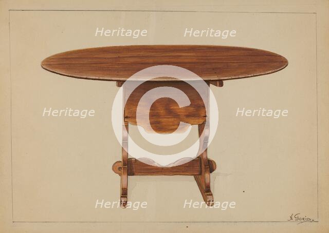 Tip Table (Hutch), c. 1936. Creator: Nicholas Gorid.