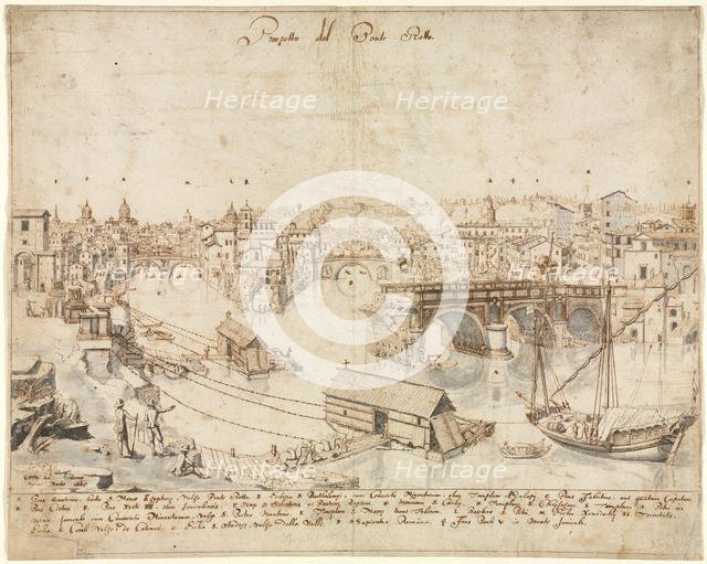 Eighteen Views of Rome: The Ponte Rotto, 1665. Creator: Lievin Cruyl (Flemish, c. 1640-c. 1720).