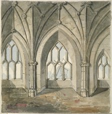 Interior of the crypt under St Thomas Chapel, London Bridge, 1758.            Artist: Anon