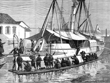 Chinese war preparations: overhauling a gun-boat at Shanghai, 1883. Creator: Unknown.