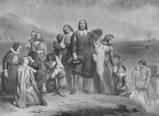 'The Landing of the Pilgrim Fathers', c1848, (1911). Artist: Charles Lucy.
