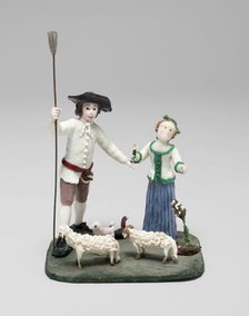 Shepherd and Shepherdess, France, Late 18th century. Creator: Verres de Nevers.