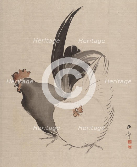Cock and Hen, 1887-92. Creator: Gyokusho Kawabata.