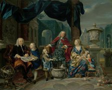 Portrait of David van Mollem with his Family, 1740. Creator: Nicolaas Verkolje.