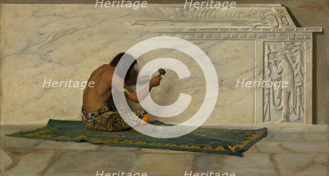 An Aztec Sculptor, 1887. Creator: George de Forest Brush.