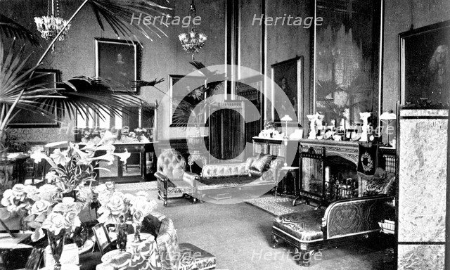 The Red Drawing Room in the Speaker's House, Palace of Westminster, London, c1905. Artist: Unknown