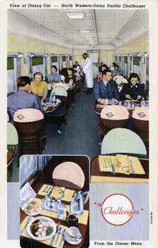 Dining car on the North Western Union Pacific's popular 'Challenger' train, USA, 1941. Artist: Unknown