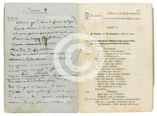 Libretto of the opera La forza del destino by F. M. Piave, revised by the composer, 1863.