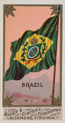 Brazil, from Flags of All Nations, Series 1 (N9) for Allen & Ginter Cigarettes Brands, 1887. Creator: Allen & Ginter.