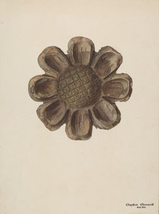 Wood Carving - Flower, c. 1939. Creator: Clements Clayton.