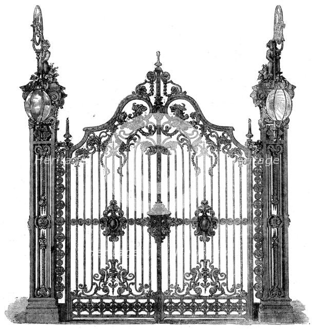 The International Exhibition - ornamental iron gates in the Hardware Court..., 1862. Creator: Unknown.