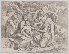 The Holy Family fed by Angels, ca. 1642-44. Creator: Pietro Testa.