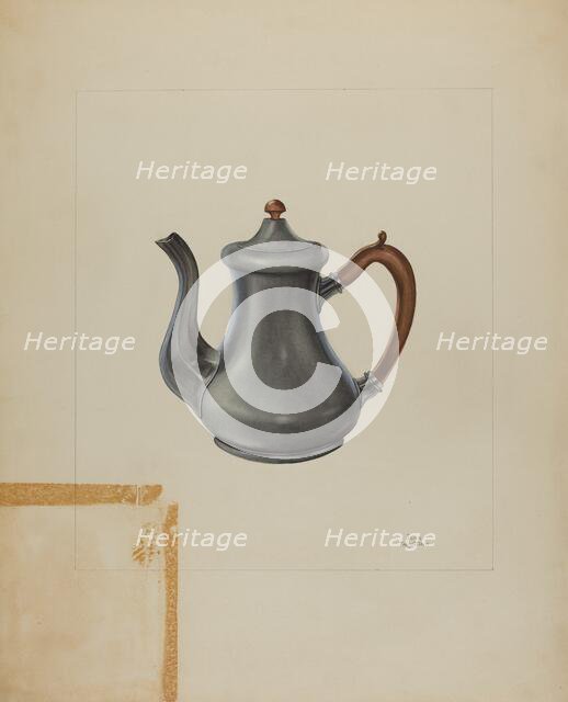 Pewter Teapot, 1935/1942. Creator: John Tarantino.