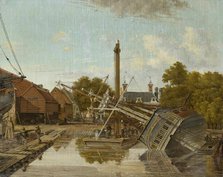 The Shipyard 'St Jago'on Bickers Eiland, Amsterdam, 1823. Creator: Pieter Godfried Bertichen.