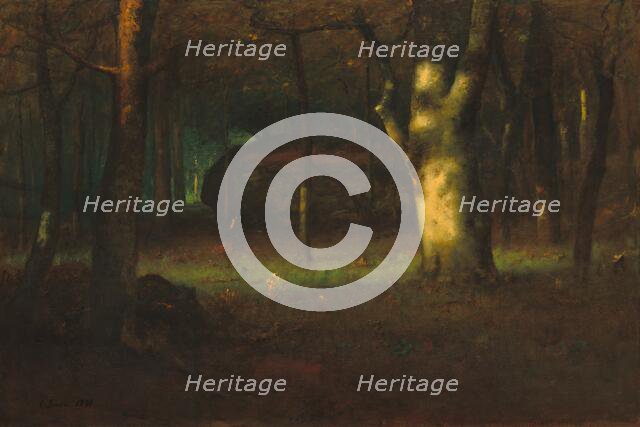 Sunset in the Woods, 1891. Creator: George Inness.