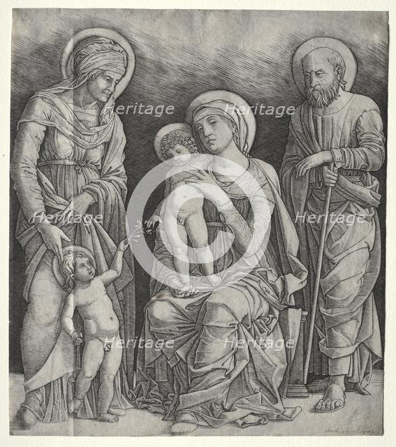 Holy Family with St. Elizabeth and the Infant St. John the Baptist, c. 1500. Creator: Giovanni Antonio da Brescia (Italian).