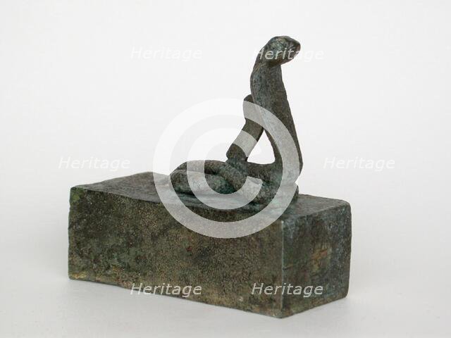 Coffin with Cobra (Atum) and Ostrich Feather of Goddess Maat on the Top, Egypt, Late Period... Creator: Unknown.