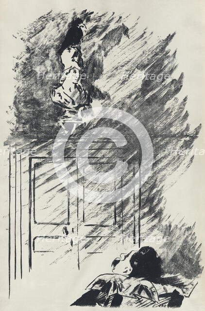 Illustration for the poem "Le Corbeau (The Raven)" by Edgar Allan Poe, 1875. Creator: Manet, Édouard (1832-1883).
