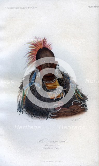 'Wah-ro-nee-sah', The Surrounder, An Otoe Chief', 1848.Artist: Harris