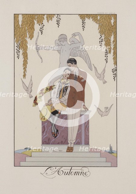 Autumn. Illustration from Falbalas et Fanfreluches. Almanach des modes, 1925.