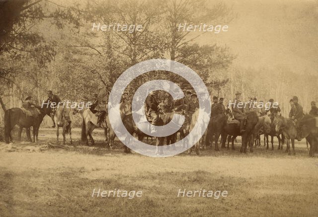 A group of hunters on horseback, 1910-1919. Creator: Unknown.