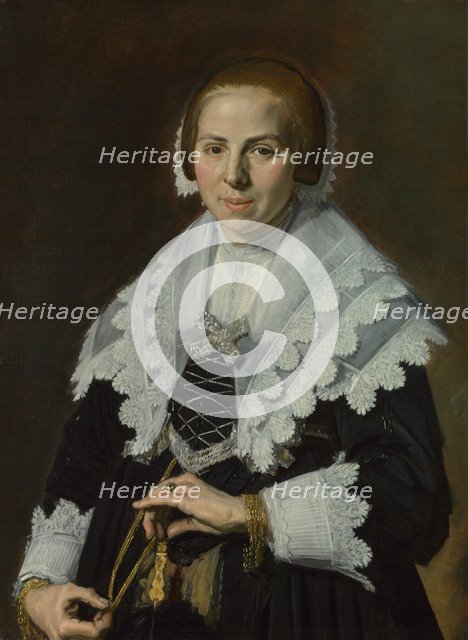 Portrait of a Woman with a Fan, c. 1640. Artist: Hals, Frans I (1581-1666)