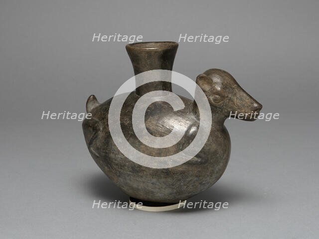 Blackware Jar in the Form of an Animal, Possibly a Llama, A.D. 1200/1450. Creator: Unknown.