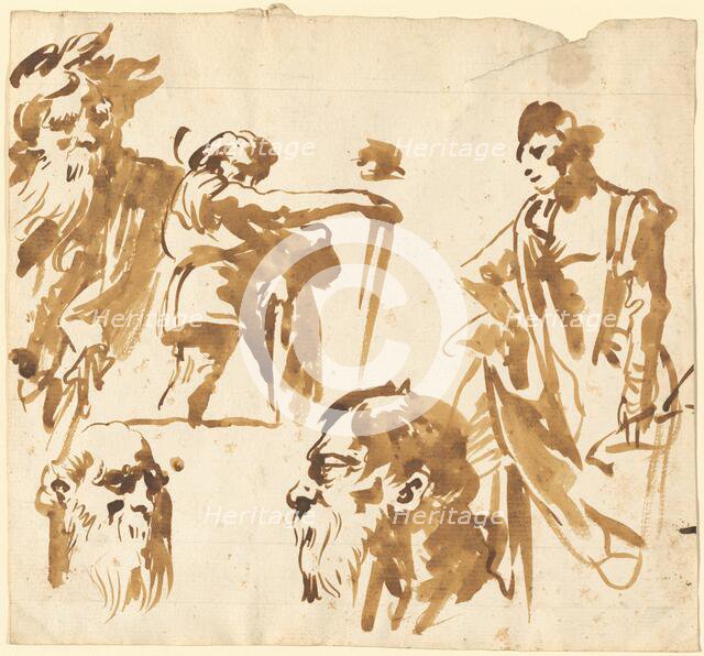Figures and Faces, c. 1750. Creator: Giovanni Battista Tiepolo.